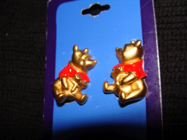 Gold Tone Pooh Earrings