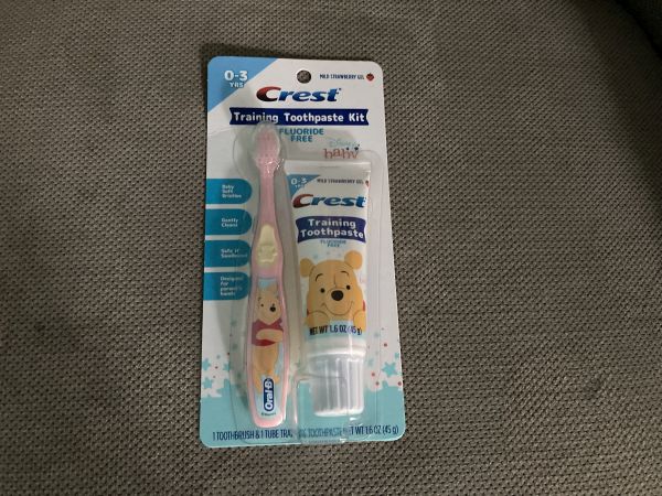 Crest Training Toothpaste Kit with Pink Toothbrush - Gift from Mindy
